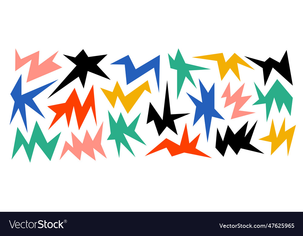 Colorful irregular sharp shapes set abstract