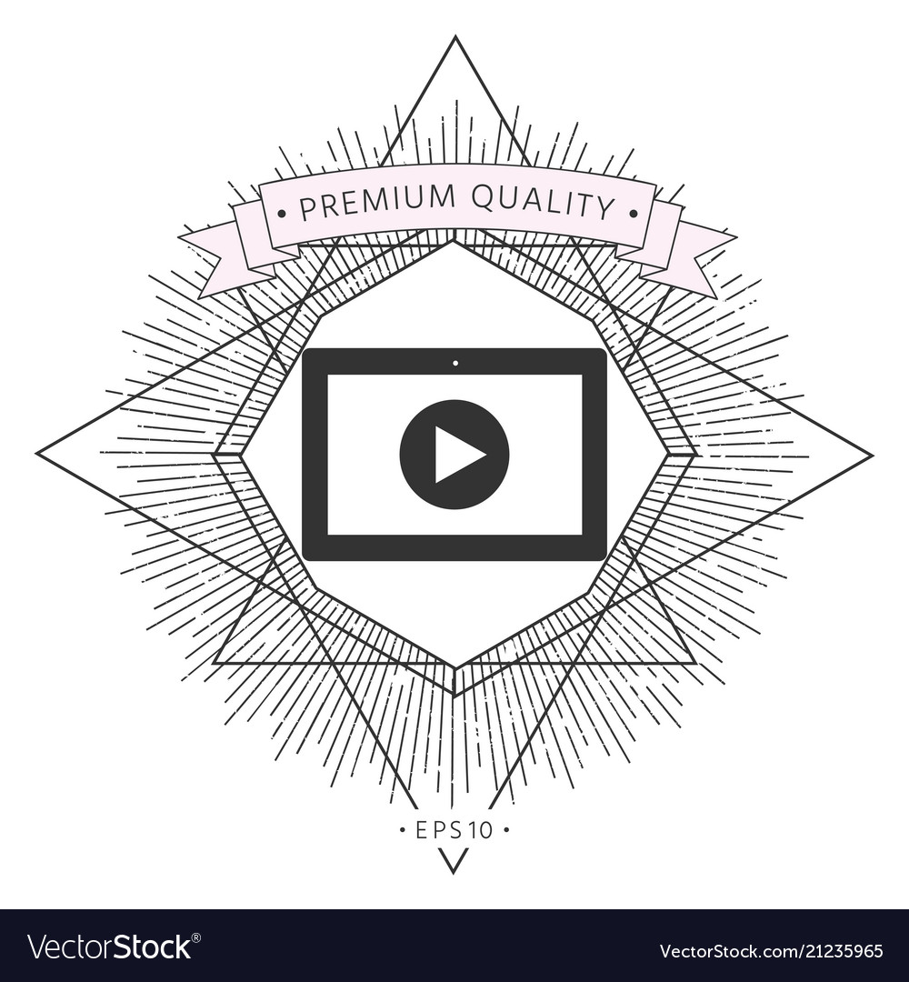 Computer tablet with play button icon Vector Image Computer tablet with play button icon