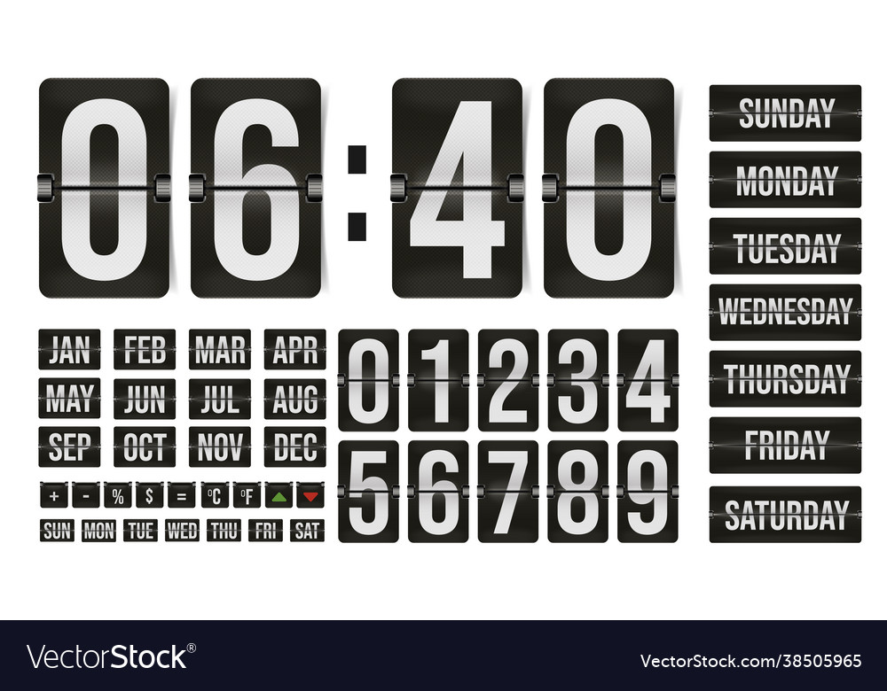 Flip clock and calendar with numerals month