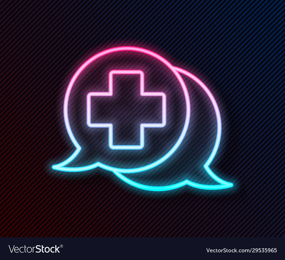 Glowing neon line dialogue with doctor icon