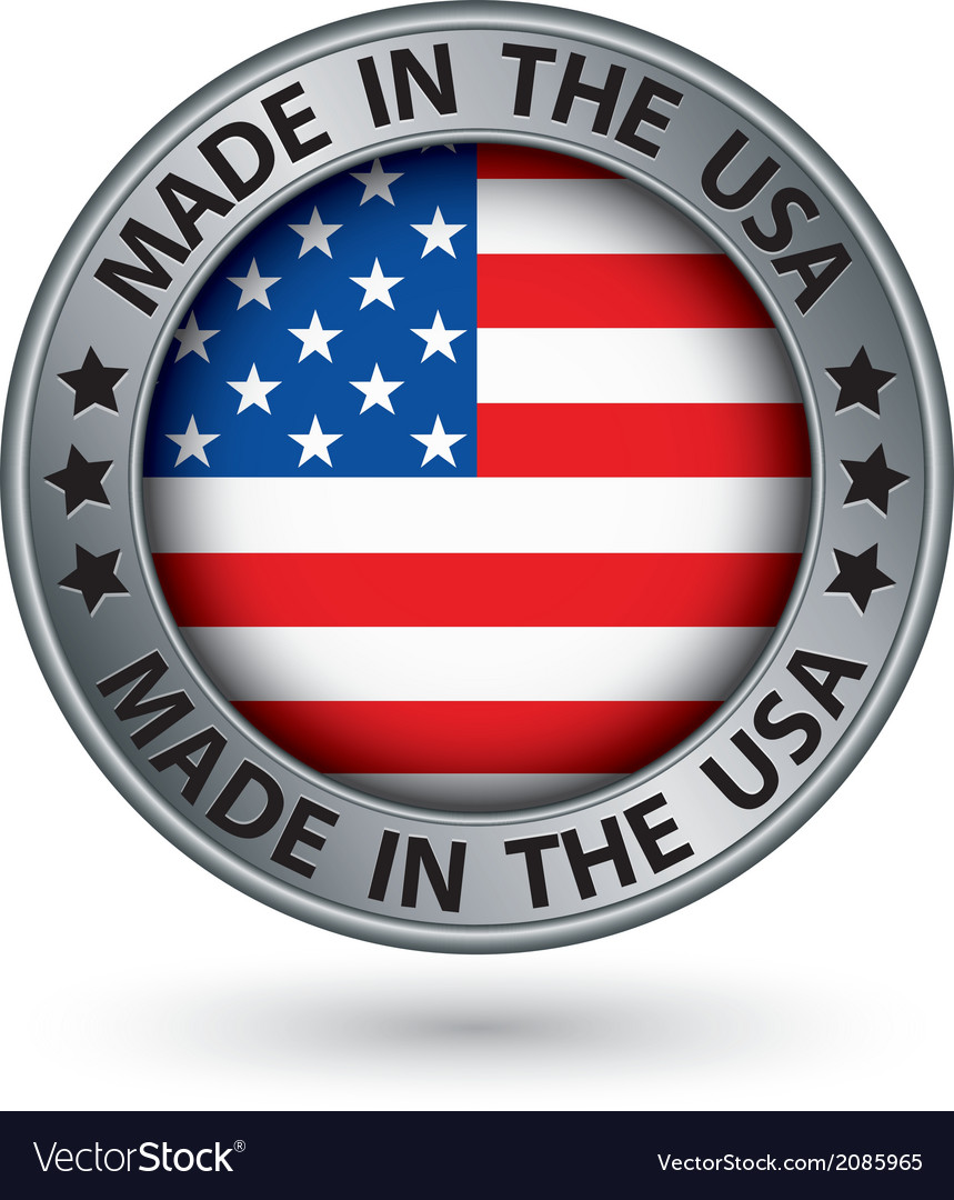 Made in the usa silver label Royalty Free Vector Image