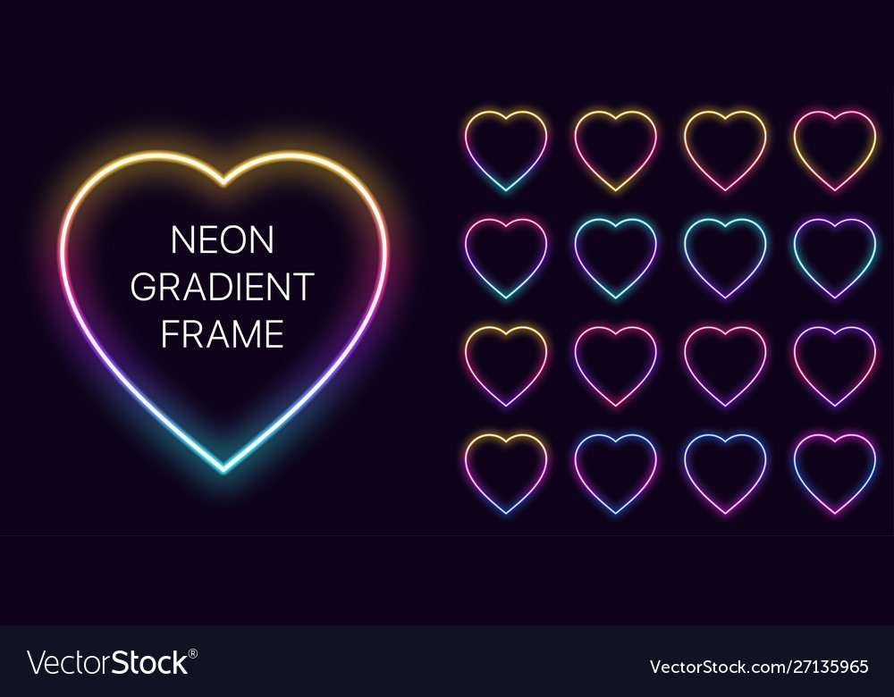 Neon gradient heart frame with copy space vector image Neon gradient heart frame with copy space