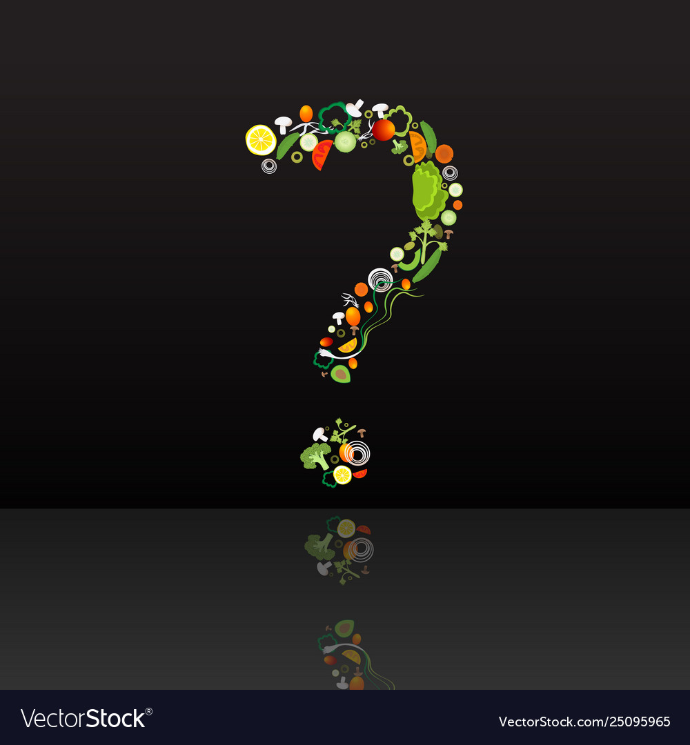 Question mark with vegetables pattern vector image Question mark with vegetables pattern