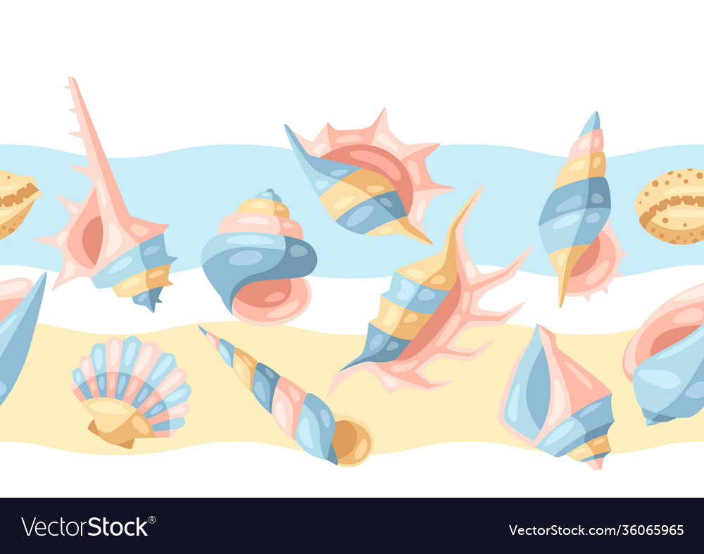 Seamless pattern with seashells