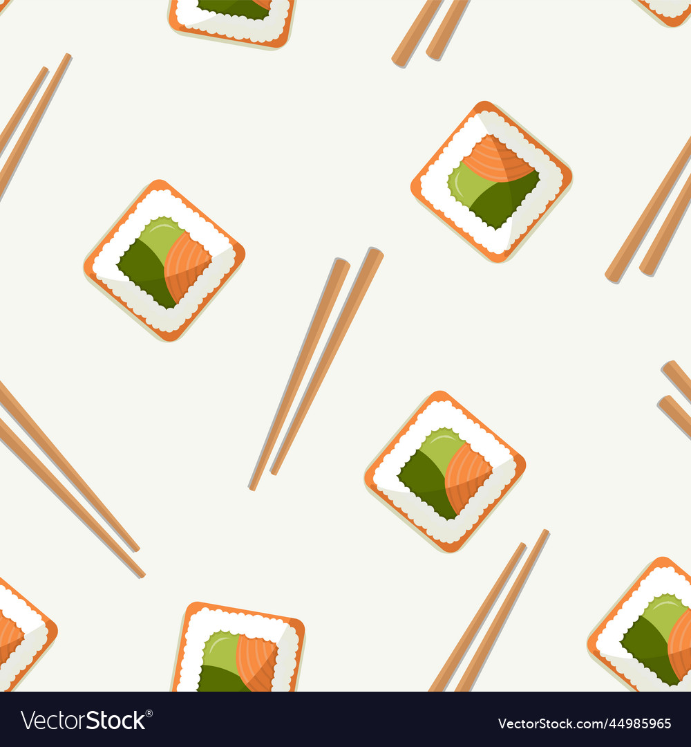 Seamless pattern with sushi and sticks