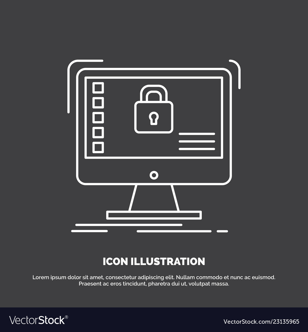 Secure protection safe system data icon line