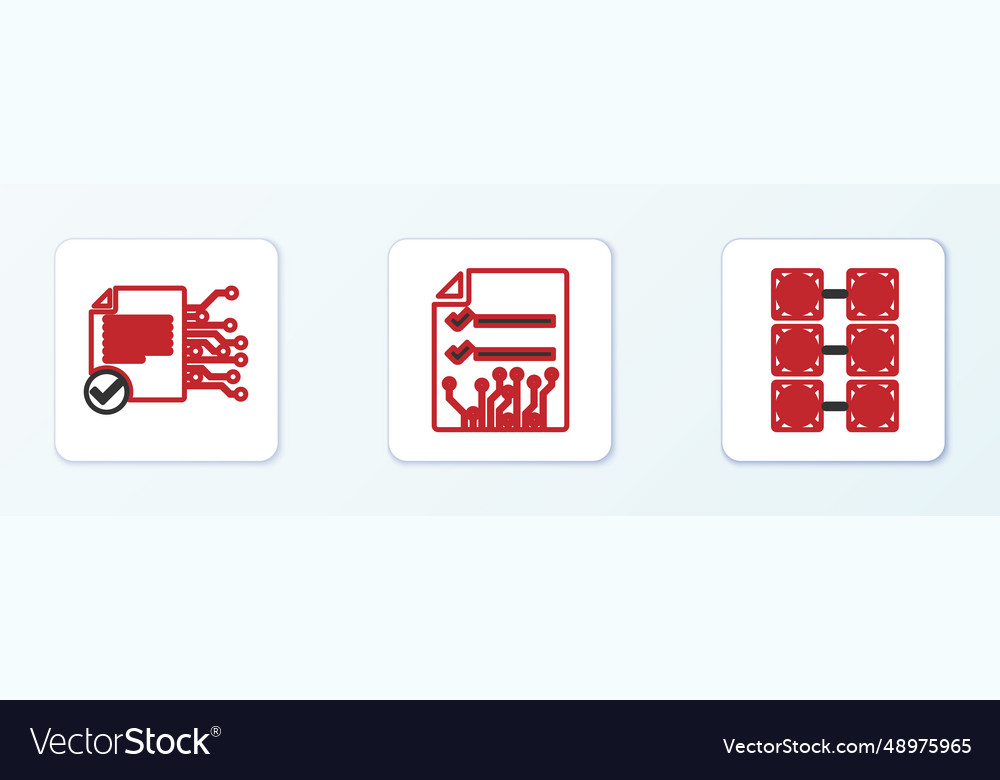 Set line mining farm smart contract and icon vector image Set line mining farm smart contract and icon
