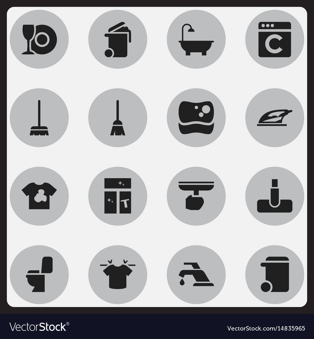 Set of 16 editable cleanup icons includes symbols