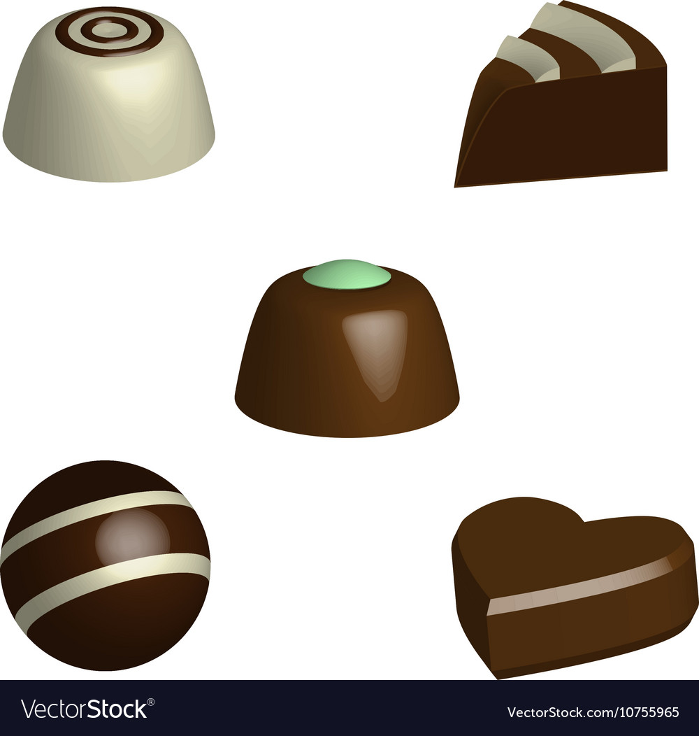 Set of chocolate pralines in 3d