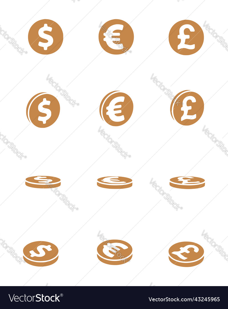 Set of dollar euro and pound sterling coins