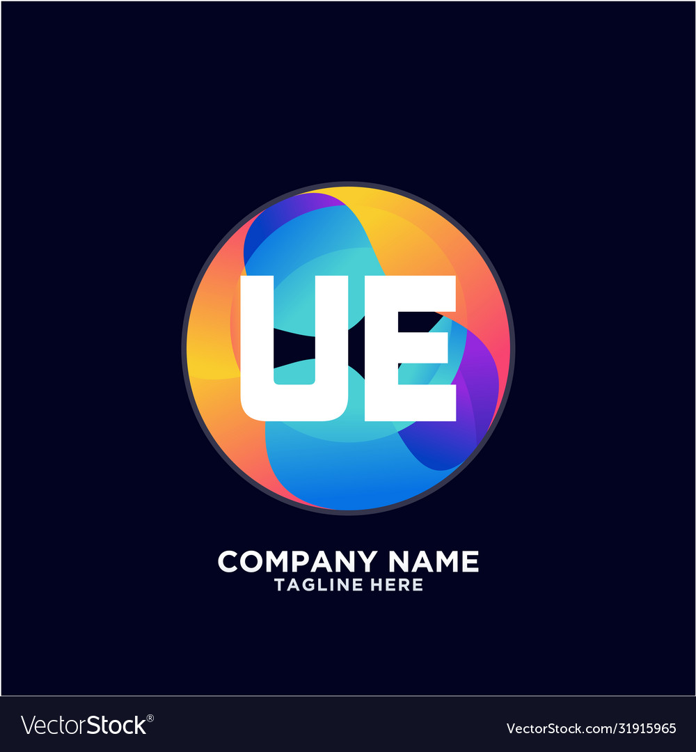 Ue initial logo with colorful circle template Vector Image Ue initial logo with colorful circle template