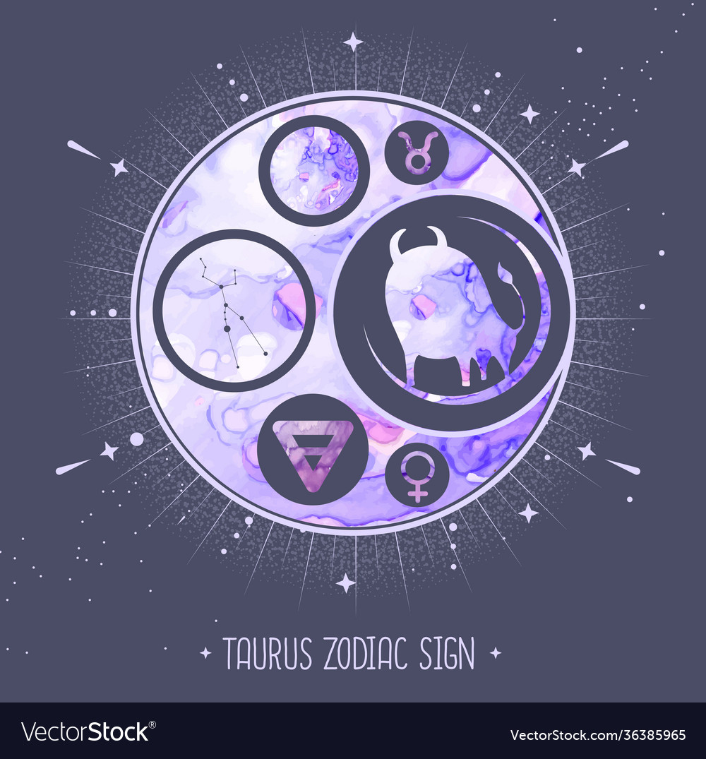 Witchcraft card with astrology taurus zodiac sign Vector Image Witchcraft card with astrology taurus zodiac sign Vector Image
