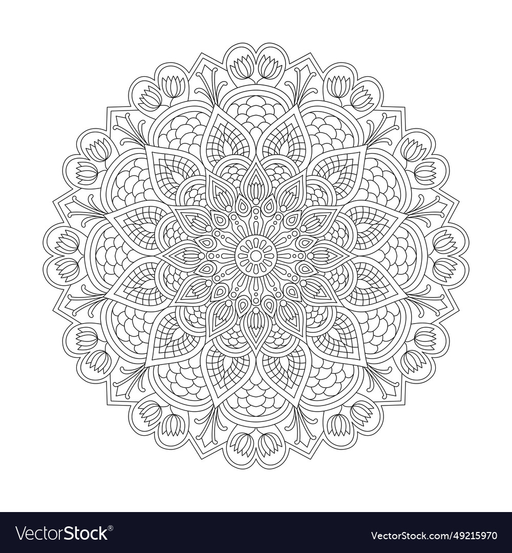 Adult cosmic serenity mandala coloring book page