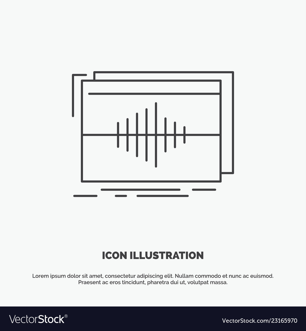 Audio frequency hertz sequence wave icon line vector image Audio frequency hertz sequence wave icon line