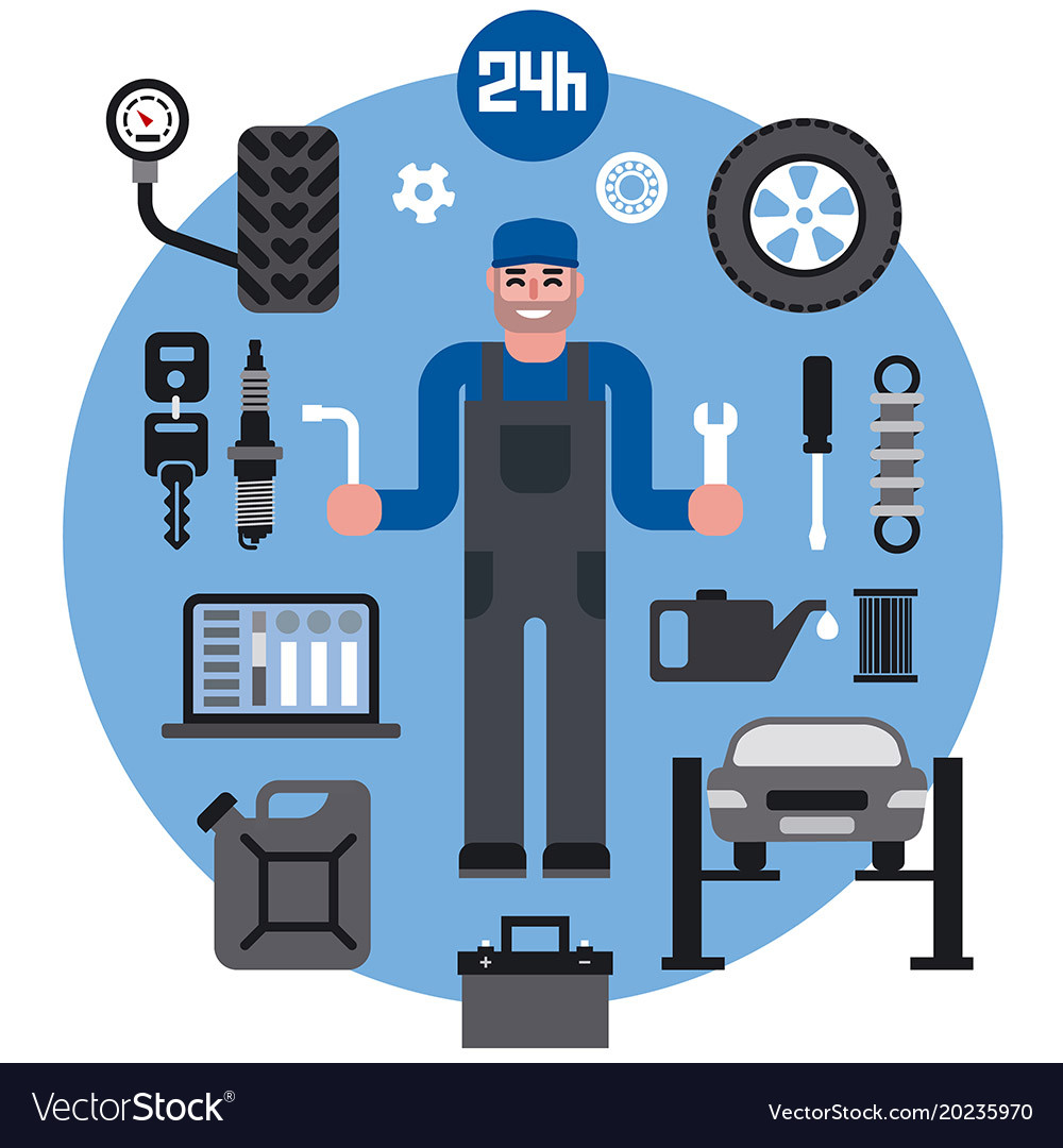 Car Service Repair Icons Royalty Free Vector Image 2224