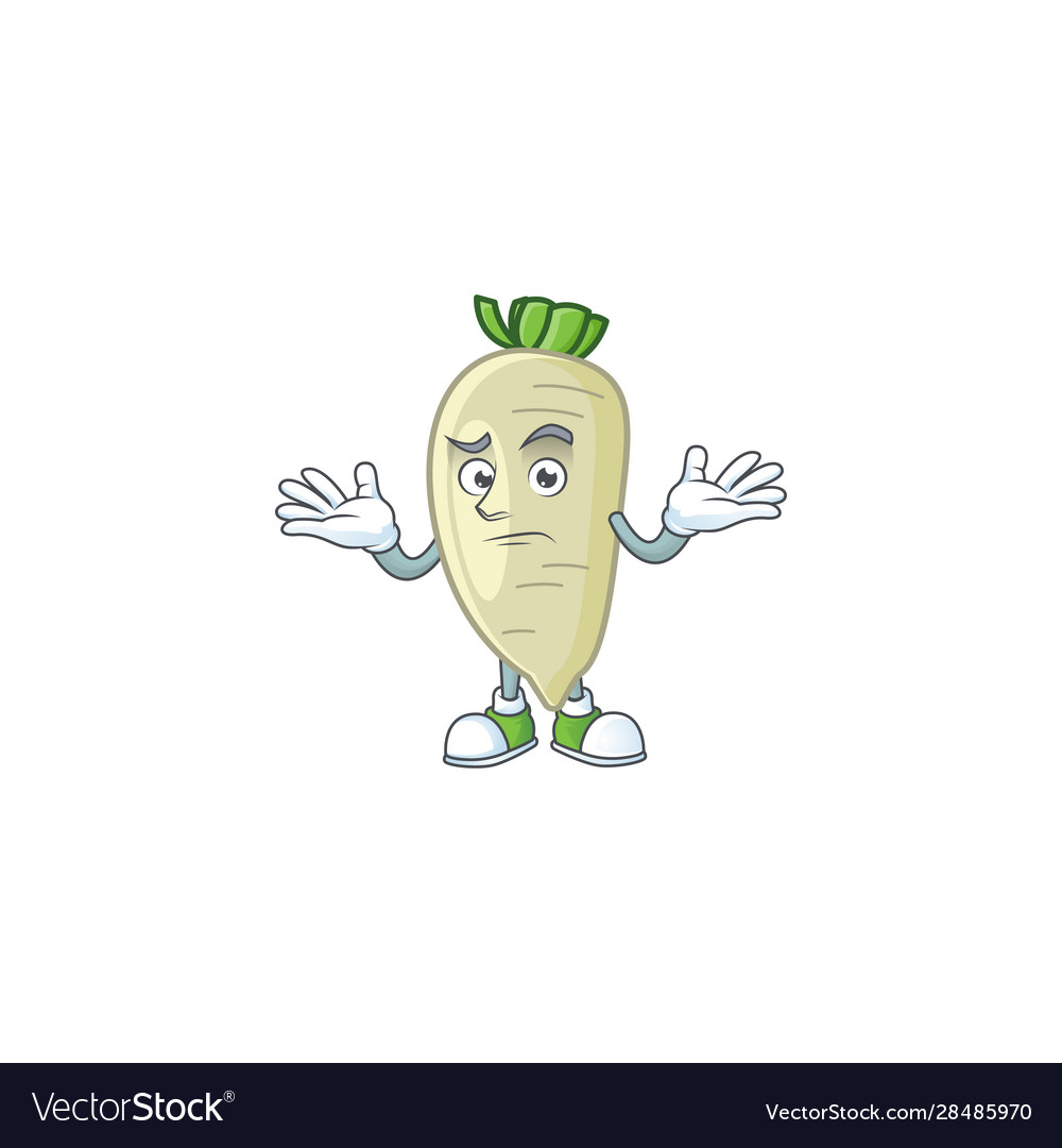 Cool grinning white radish mascot cartoon style