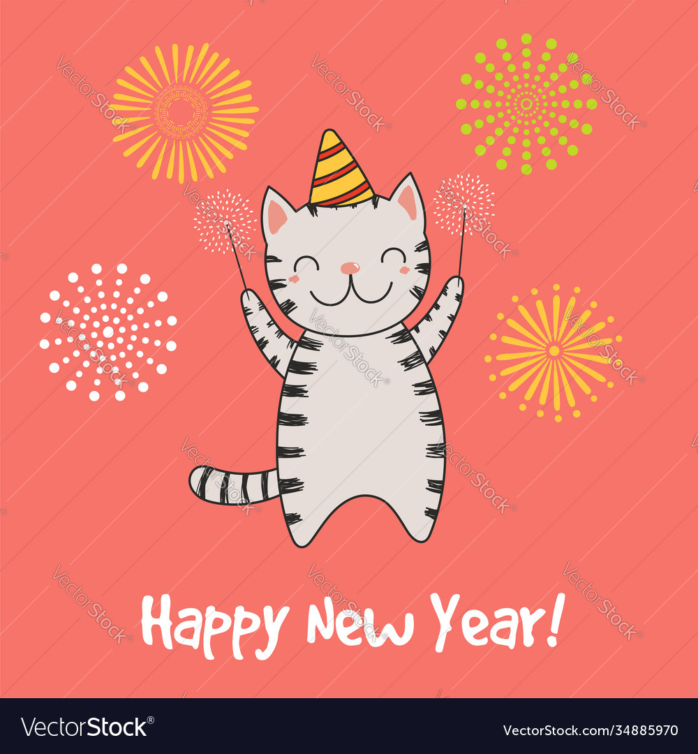 Cute new year card banner Royalty Free Vector Image