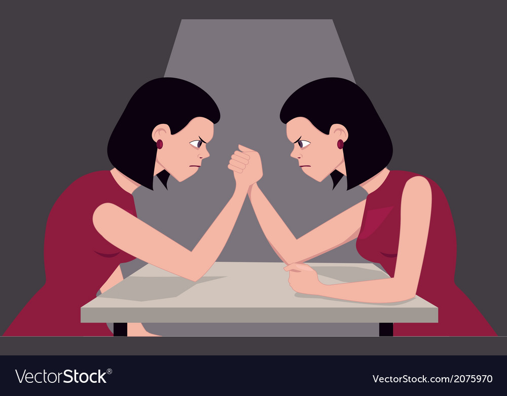 Fighting with yourself Royalty Free Vector Image