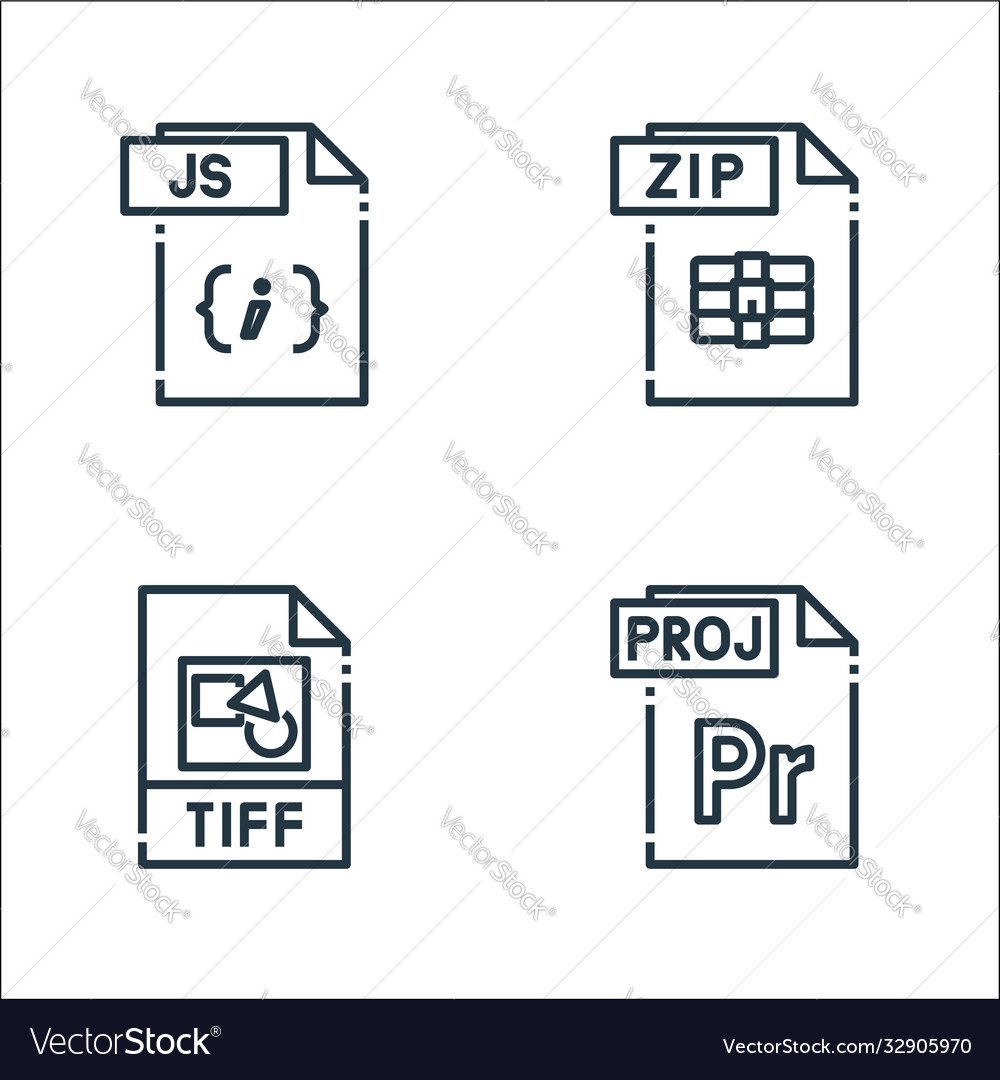 File type line icons linear set quality