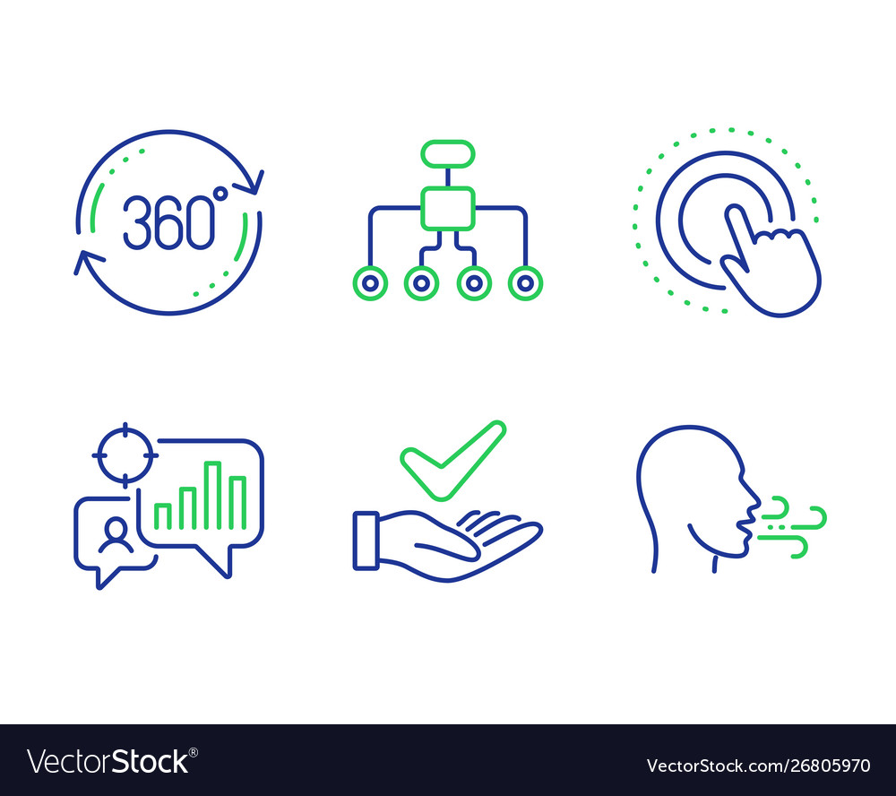 Full rotation seo statistics and click hand icons vector image Full rotation seo statistics and click hand icons
