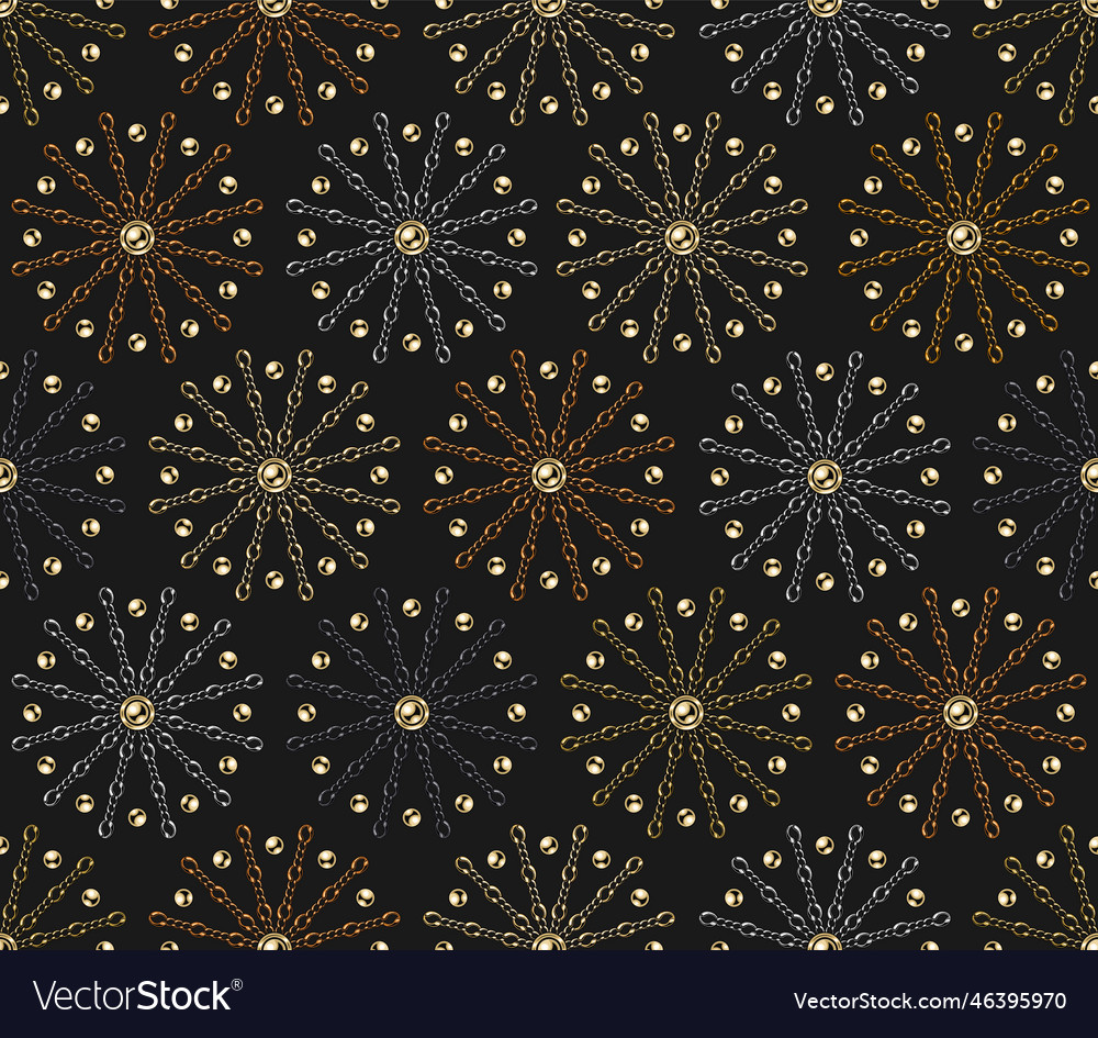 Geometric pattern with stars of metallic chains vector image Geometric pattern with stars of metallic chains
