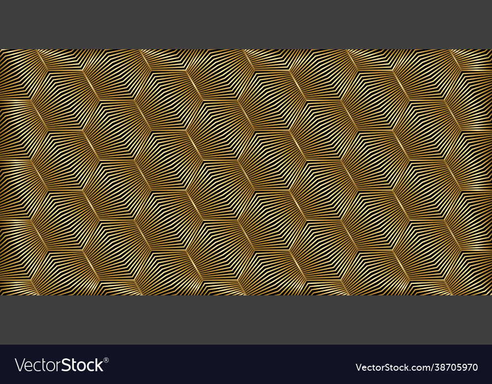 Gold lines geometric pattern hexagon shape vector image Gold lines geometric pattern hexagon shape