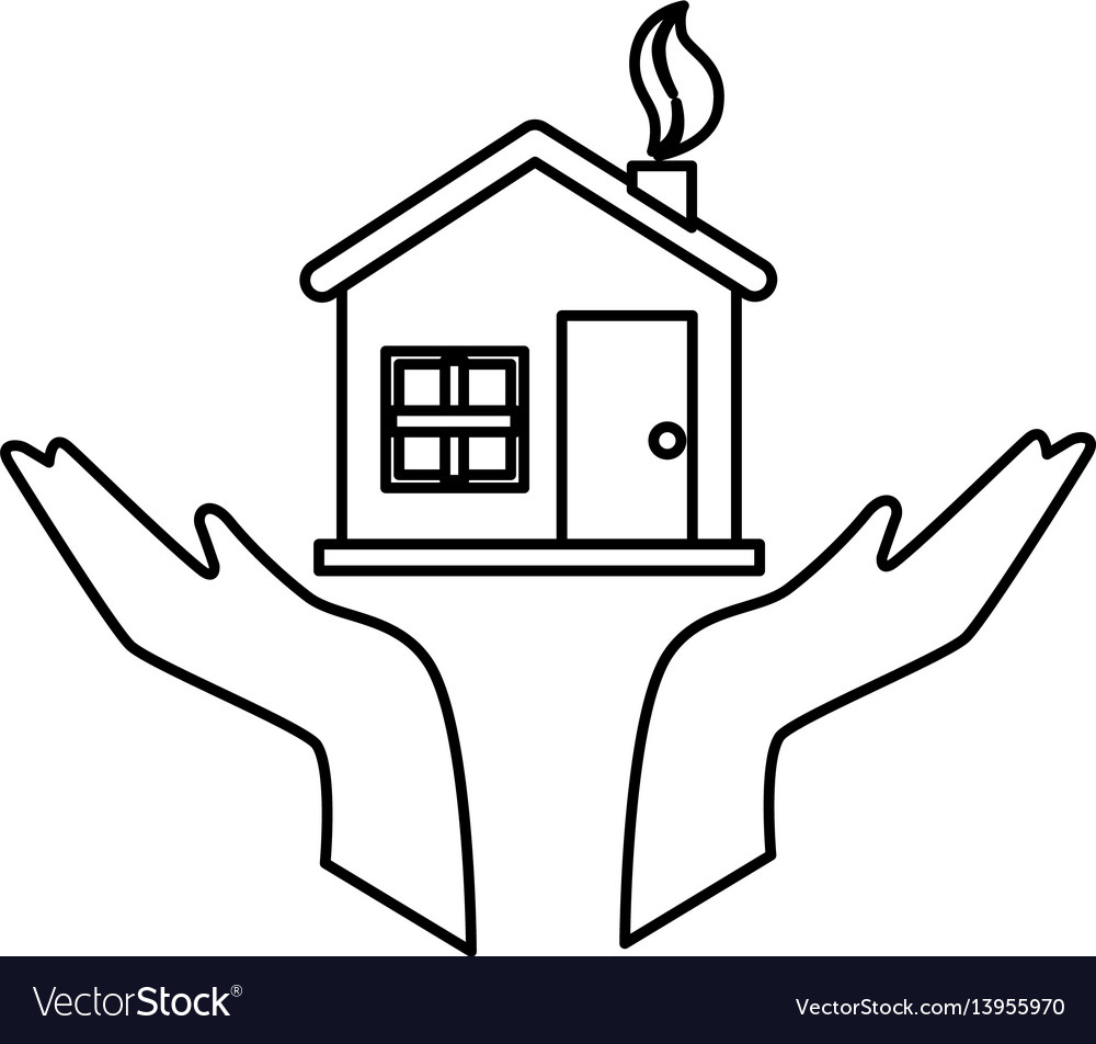 Hands human with home ecology isolated icon