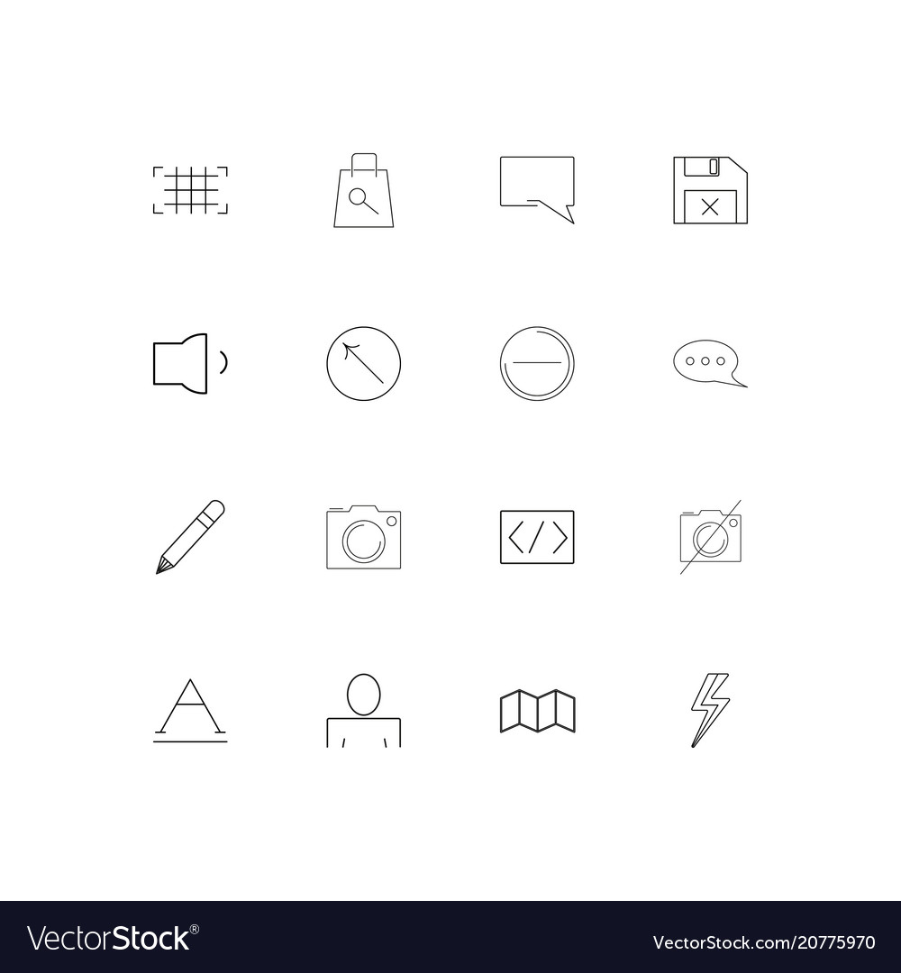 Interface linear thin icons set outlined simple