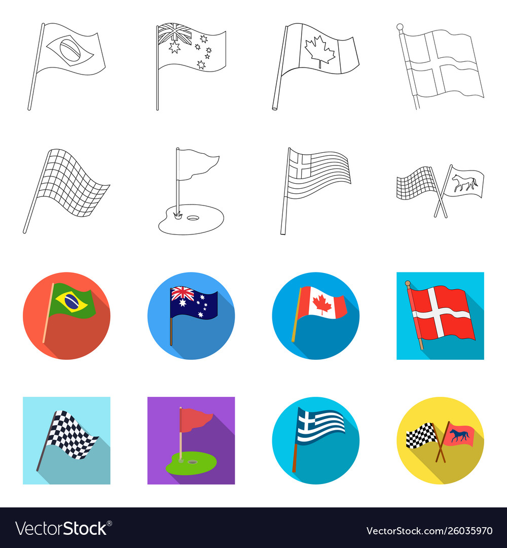 Isolated object world and flag symbol set