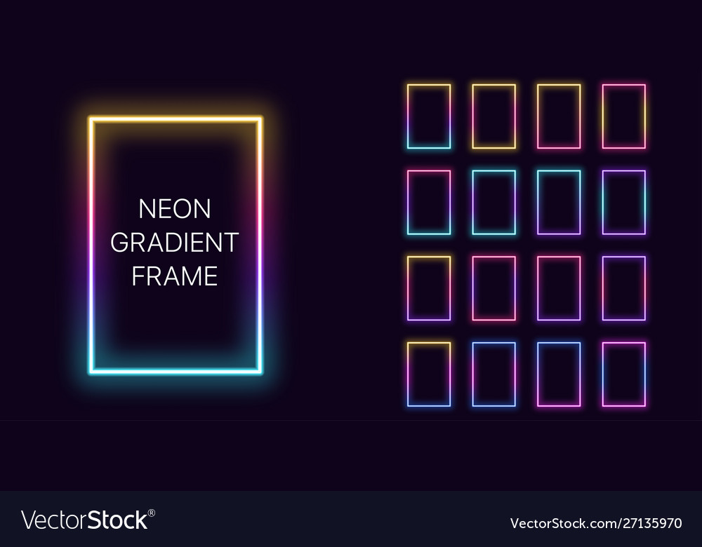 Neon Gradient Frame - Vertical Rectangle