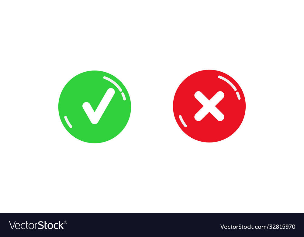 Red and green round buttons with consent