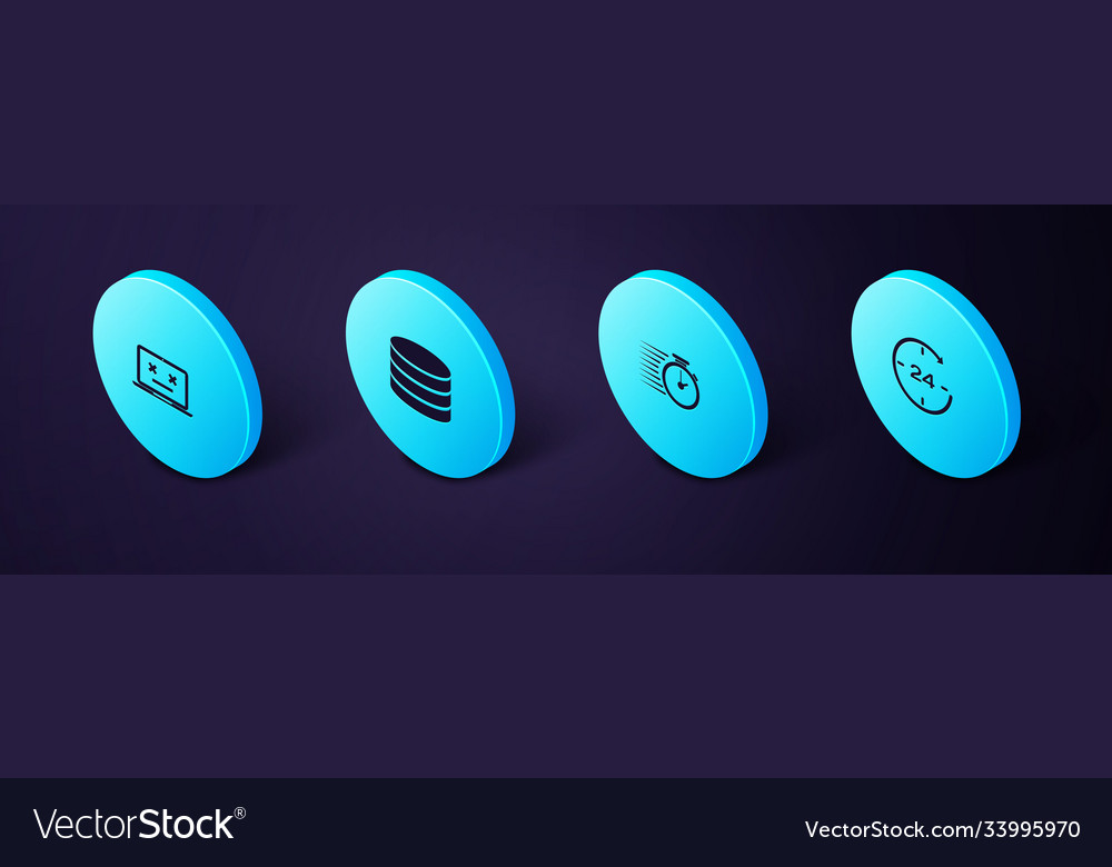 Set isometric clock 24 hours stopwatch database