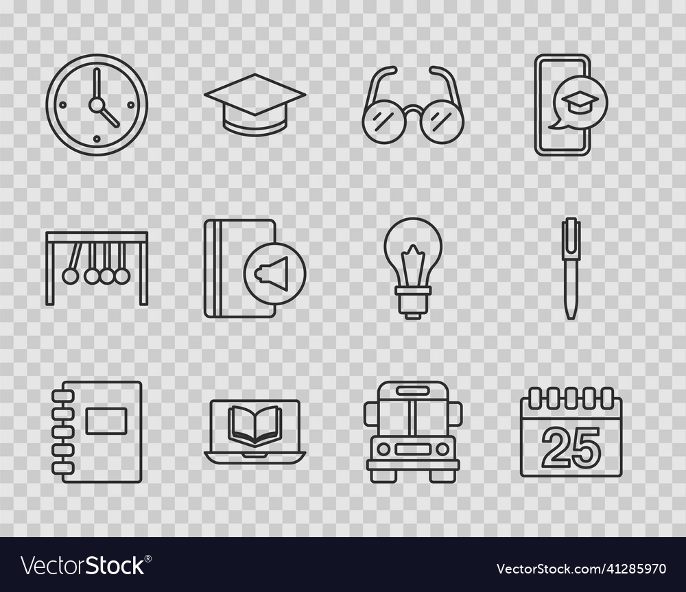 Set line spiral notebook calendar glasses