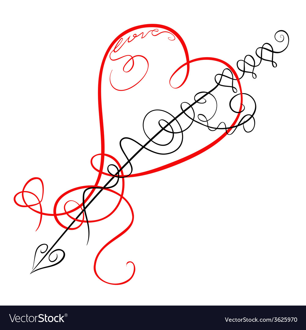 Swirling Herz Pfeil Ornament