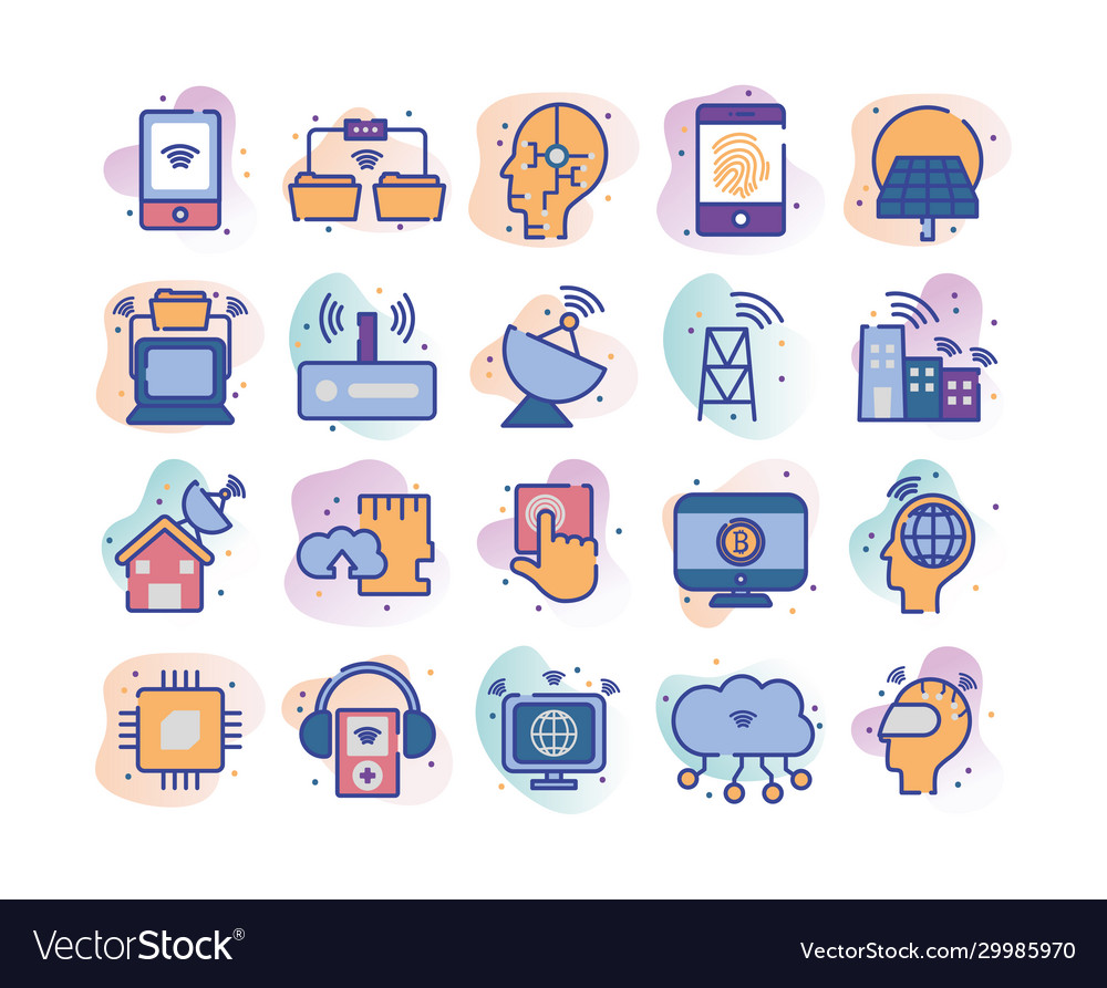 Technology and internet line fill block style icon