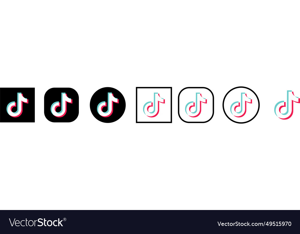 Tik tok icon set social media logos black