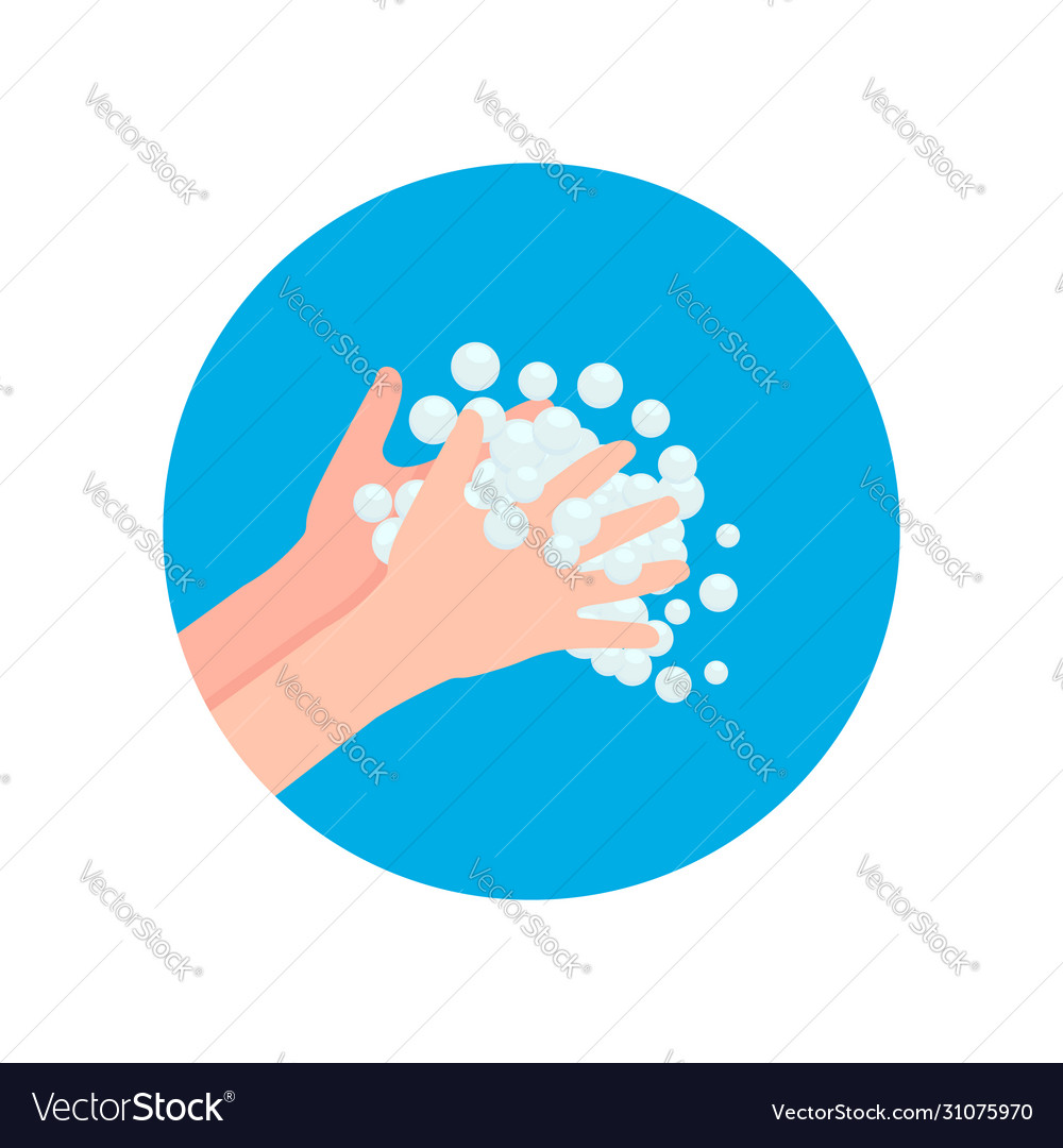 Washing hands with soap isolated on white