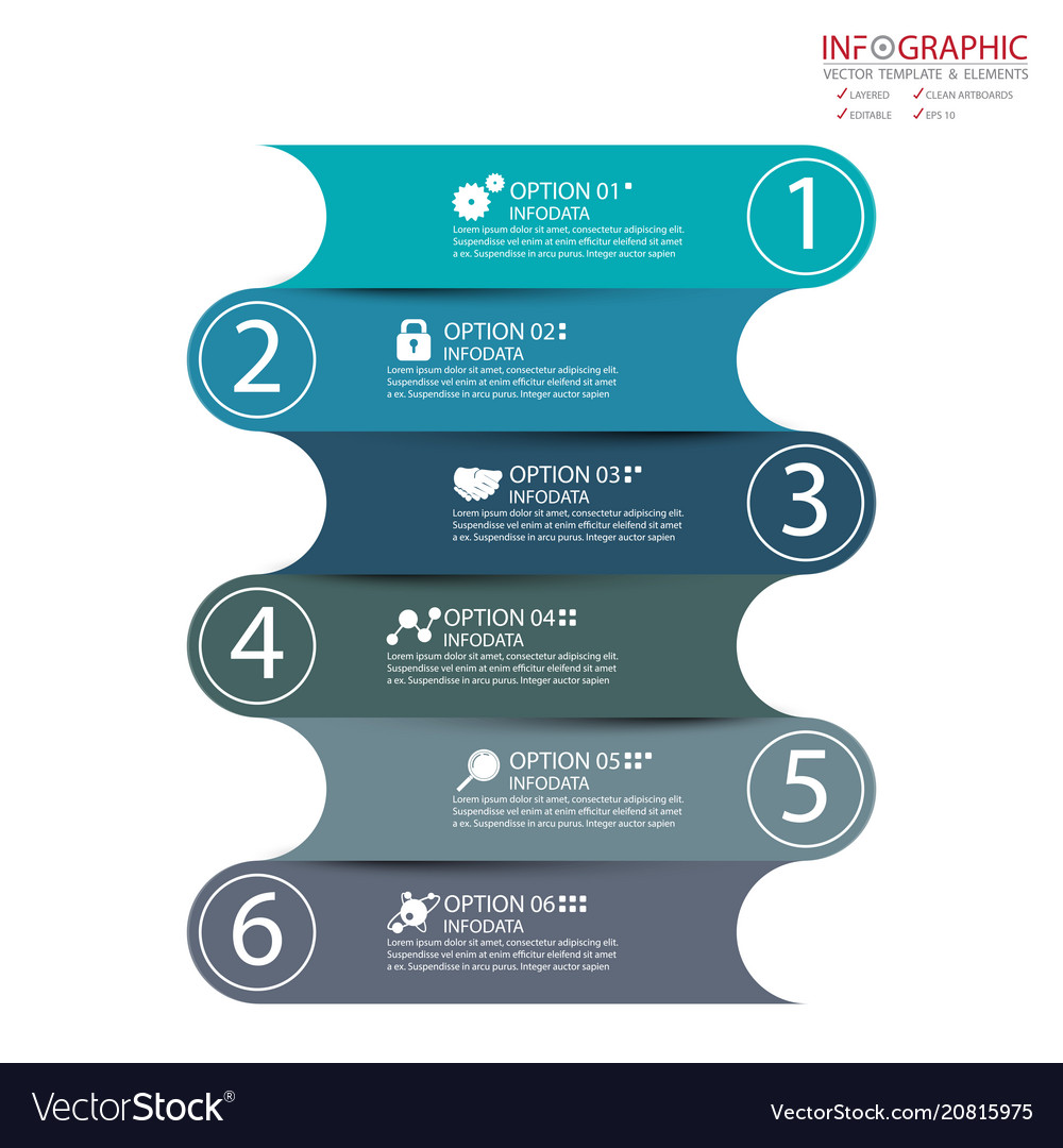 Abstract element infographics 6 option design vector image Abstract element infographics 6 option design