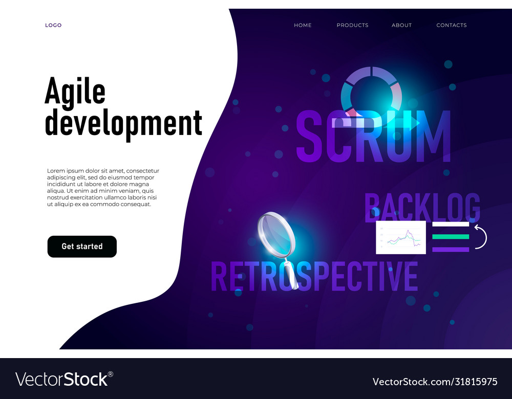 Agile development workflow method retrospective vector image Agile development workflow method retrospective