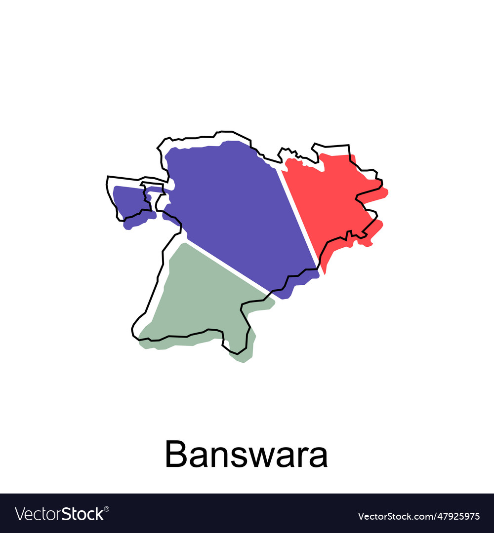 Banswara map design template with outline Vector Image