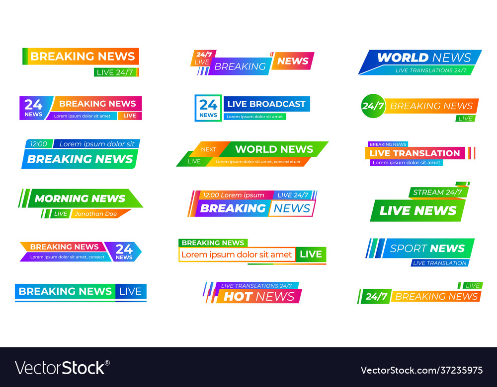 Breaking news bars text frames bar banners or Vector Image
