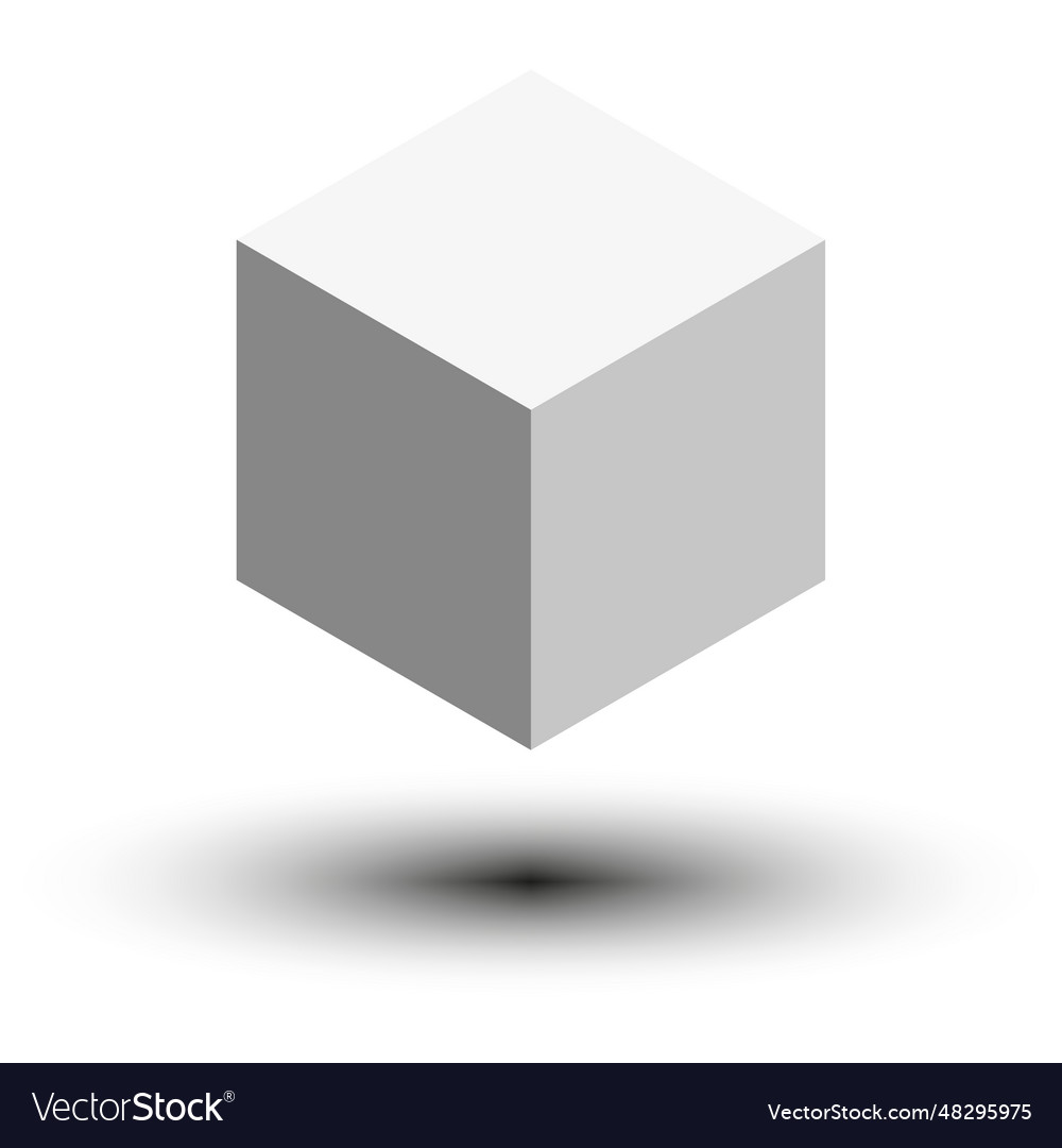 Cube icon with perspective 3d model of a