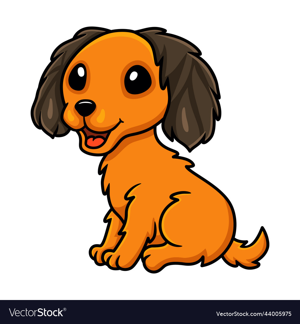 Cute dachund dog cartoon sitting