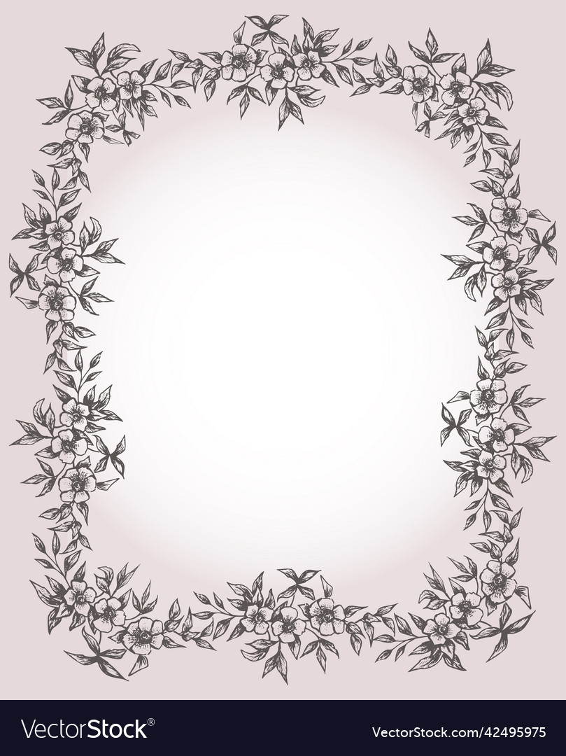 Decorative greeting card with frame from sketches