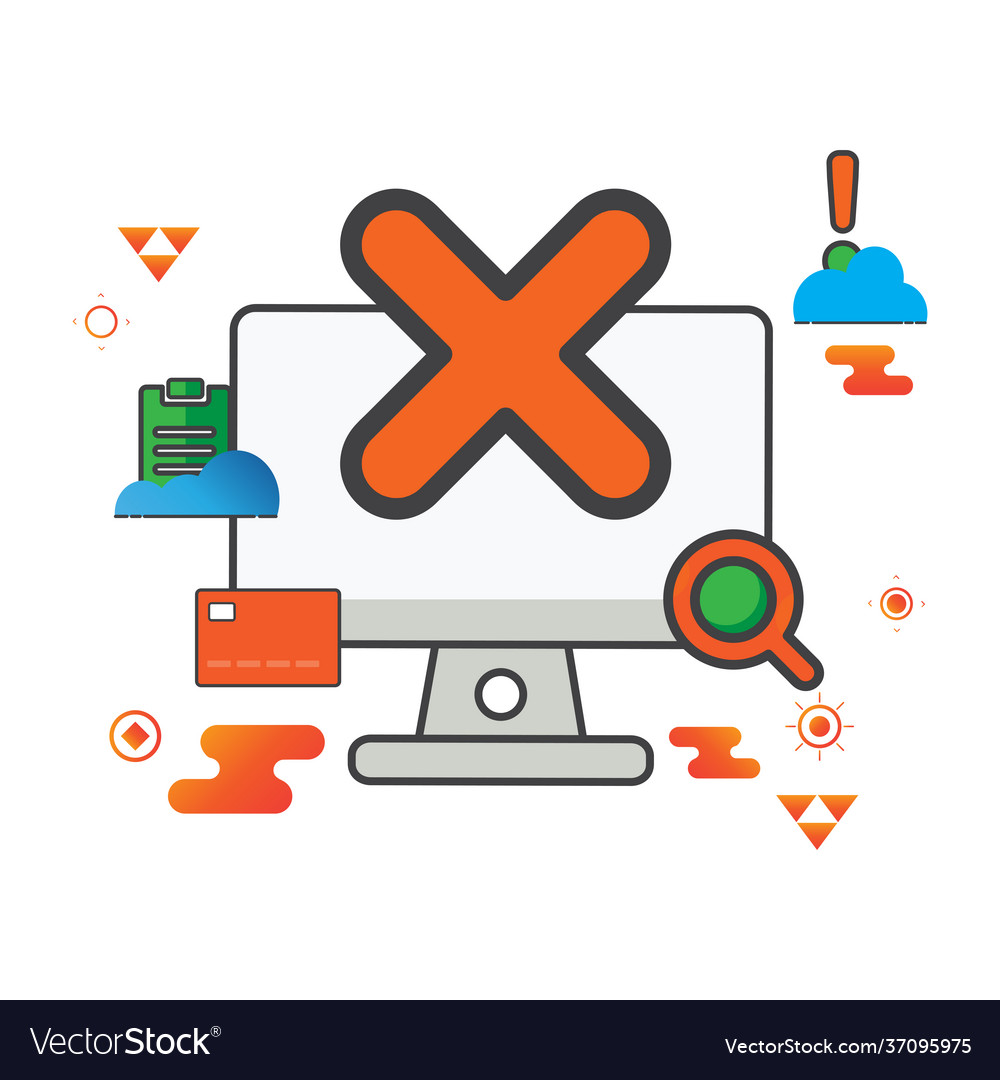 Delete Computer Icon - Flat Style
