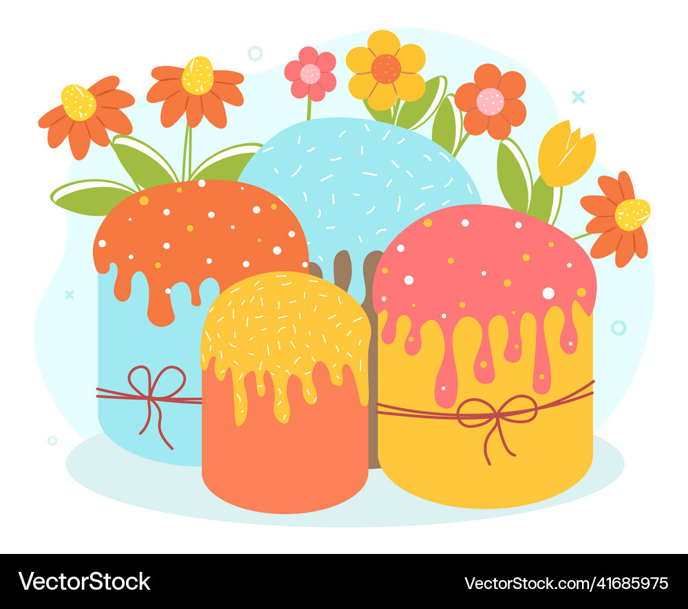 Easter cakes set Royalty Free Vector Image - VectorStock