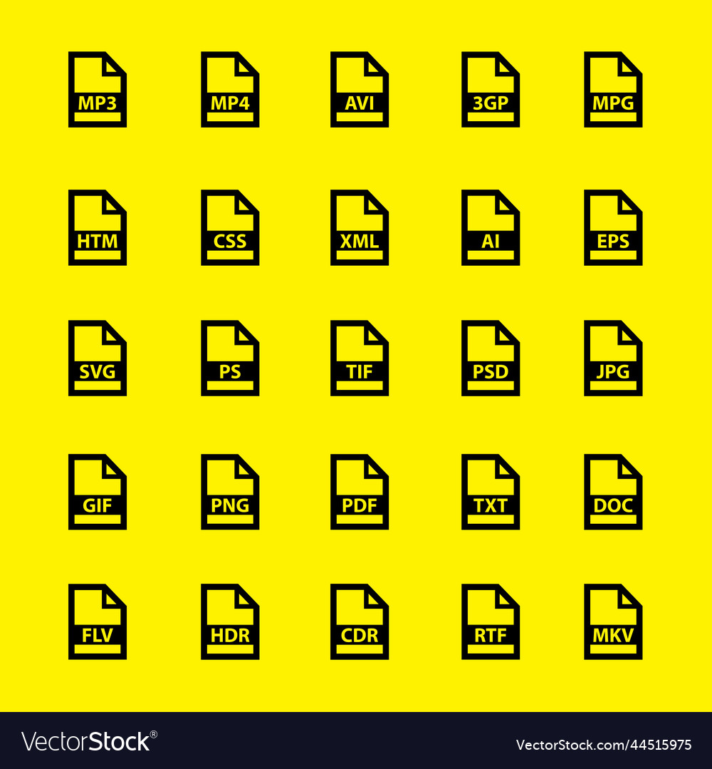 File format icon set vector image File format icon set