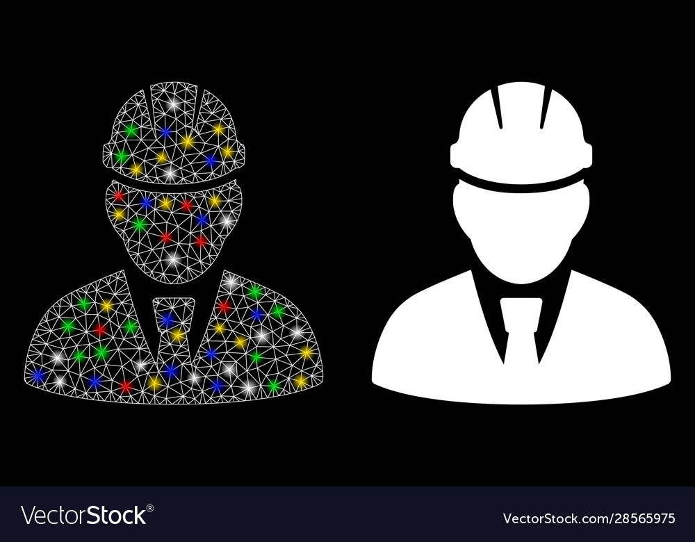 Flare mesh network engineer icon with spots Vector Image Flare mesh network engineer icon with spots