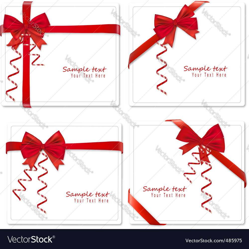 Four cards with bows ribbons Royalty Free Vector Image