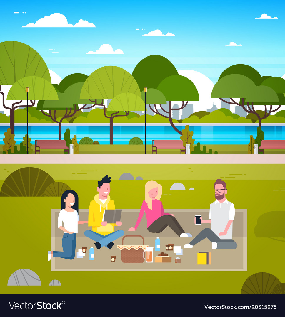 Friends Picnic in Park